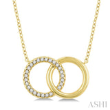 1/10 Ctw Interlocked Circle Round Cut Diamond Fashion Petite Pendant With Chain in 10K Yellow Gold