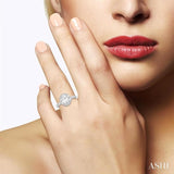 5/8 Ctw Oval Shape Baguette and Round Cut Diamond Semi-Mount Engagement Ring in 14K White Gold