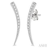 1/5 ctw Pointed End Arc Climbers Round Cut Diamond Earrings in 14K White Gold