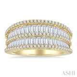 1 1/2 Ctw Baguette and Round Cut Diamond Fashion Band in 14K Yellow Gold