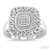 1/20 Ctw Cushion Shape Round Cut Diamond Ring in Sterling Silver
