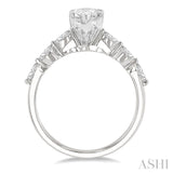 3/8 Ctw Pear Shape Marquise & Round Cut Diamond Semi-Mount Engagement Ring in 14K White Gold