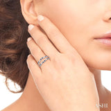 1.55 MM Sapphire and 1/3 Ctw Round Cut Diamond & Baguette Precious Insert Ring in 14K White Gold