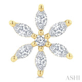 3/8 Ctw Floral Motif Marquise and Round Cut Diamond Fashion Stud Earring in 14K Yellow Gold