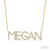 1/5 Ctw 'MEGAN' Block Name Round Cut Diamond Necklace in 10K Yellow Gold