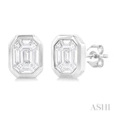 3/8 Ctw Emerald Pie Cut Diamond Fashion Stud Earring in 14K White Gold