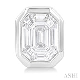 3/8 Ctw Emerald Pie Cut Diamond Fashion Stud Earring in 14K White Gold