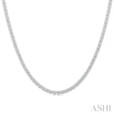 1 Ctw Double Row Round Cut Diamond Necklace in 14K White Gold