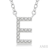 1/20 Ctw Initial 'E' Round Cut Diamond Pendant With Chain in 10K White Gold
