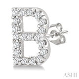 1/8 Ctw Initial 'B' Round Cut Diamond Earrings in 10K White Gold