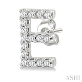 1/10 Ctw Initial 'E' Round Cut Diamond Earrings in 10K White Gold