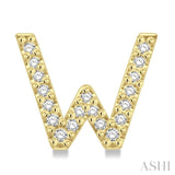 1/8 Ctw Initial 'W' Round Cut Diamond Earrings in 10K Yellow Gold