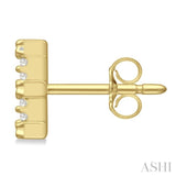 1/10 Ctw Initial 'E' Round Cut Diamond Earrings in 10K Yellow Gold