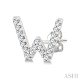1/8 Ctw Initial 'W' Round Cut Diamond Earrings in 10K White Gold