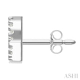 1/10 Ctw Initial 'R' Round Cut Diamond Earrings in 10K White Gold