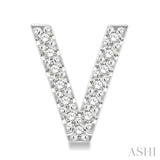 1/10 Ctw Initial 'V' Round Cut Diamond Earrings in 10K White Gold