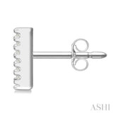 1/10 Ctw Initial 'V' Round Cut Diamond Earrings in 10K White Gold