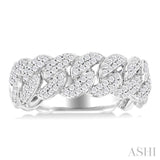 1/2 Ctw Cuban Link Round Cut Diamond Fashion Band in 14K White Gold
