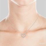 3/4 Ctw Round Cut Diamond Heart Pendant With Chain in 14K white Gold
