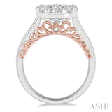 1 1/2 Ctw Lovebright Diamond Cluster Ring in 14K White and Rose Gold