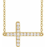 14K Gold Diamond East to West Cross Pendant DLB-10062