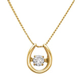 14K Yellow Gold  Lab Grown Diamond Dancing Horse Shoe Pendant DLB-10121