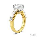 1 1/3 Ctw Oval Shape Princess and Round Cut Diamond Semi-Mount Engagement Ring in 14K Yellow and White Gold
