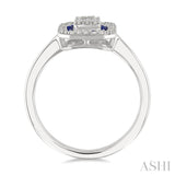 1/4 Ctw Octagonal Shape 1.35MM Round Cut Sapphire, Baguette and Round Cut Diamond Precious Fusion Ring in 14K White Gold