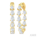 2 Ctw Inside & Out Pear Cut Diamond Fashion Hoop Earrings in 14K Yellow Gold