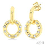 1/6 Ctw Suspended Circle Round Cut Diamond Mosaic Fashion Earrings in 10K Yellow Gold