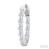 2 Ctw Emerald Cut Diamond Inside Out Fashion Hoop Earrings in 14K White Gold