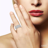 1 Ctw Round Cut and Baguette Diamond Wedding Band in 14K White Gold