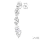 3/4 Ctw Marquise Cut Diamond Fashion Half Hoop Earrings in 14K White Gold