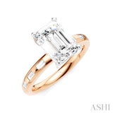 1/4 Ctw Emerald Shape Baguette and Round Cut Diamond Semi-Mount Engagement Ring in 14K Rose and White Gold