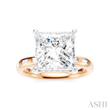 1/3 Ctw Princess Shape Baguette and Round Cut Diamond Semi-Mount Engagement Ring in 14K Rose and White Gold