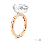 1/3 Ctw Pear Shape Baguette and Round Cut Diamond Semi-Mount Engagement Ring in 14K Rose and White Gold