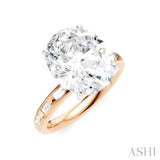 1/3 Ctw Oval Shape Baguette and Round Cut Diamond Semi-Mount Engagement Ring in 14K Rose and White Gold