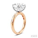 1/3 Ctw Oval Shape Baguette and Round Cut Diamond Semi-Mount Engagement Ring in 14K Rose and White Gold