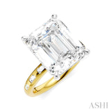 1/3 Ctw Emerald Shape Baguette and Round Cut Diamond Semi-Mount Engagement Ring in 14K Yellow and White Gold