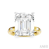 1/3 Ctw Emerald Shape Baguette and Round Cut Diamond Semi-Mount Engagement Ring in 14K Yellow and White Gold