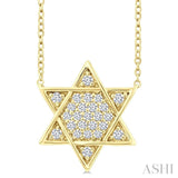 1/4 Ctw Star of David Round Cut Diamond Fashion Pendant With Chain in 14K Yellow Gold