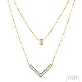 1/2 Ctw Chevron Baguette and Princess Cut Diamond Layered Necklace in 14K Yellow Gold