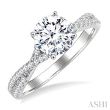 1/3 Ctw Split Criss Cross Round Cut Diamond Semi-Mount Engagement Ring in 14K White Gold