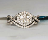 10K White Gold Diamond Infinity Halo Cluster Ring with Band DBS-22926
