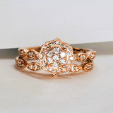 10K Rose Gold Diamond Halo Filigree Ring with Band DBS-22928