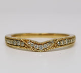 14K Yellow Gold Diamond Beaded Curve Ring DWB-24091