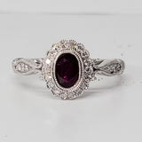 14K White Gold Diamond & Ruby Oval Ring DCR- 24677
