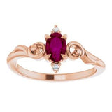 14k Rose Gold Rhodolite Garnet & Diamond Ring DCR-24725