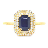 14k Yellow Gold Sapphire & Diamond Double Halo Ring DCR-24726