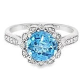 14k White Gold Blue Topaz & Diamond Ring DCR-24731